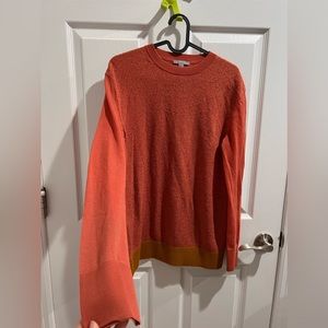 COS orange sweater, sheer sleeves, M